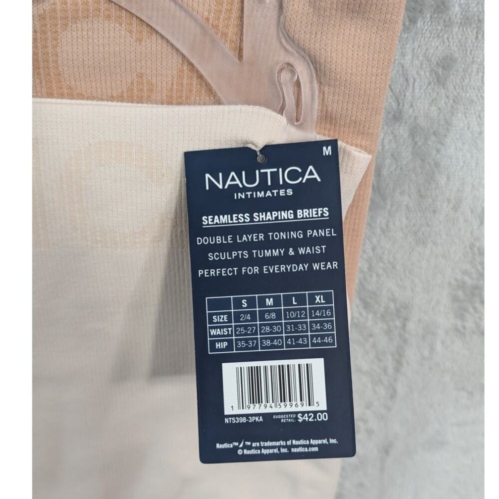 NAUTICA 3 Pack Womens M Logo Seamless Shaping Briefs Panties Black Beige Cream - Picture 4 of 9